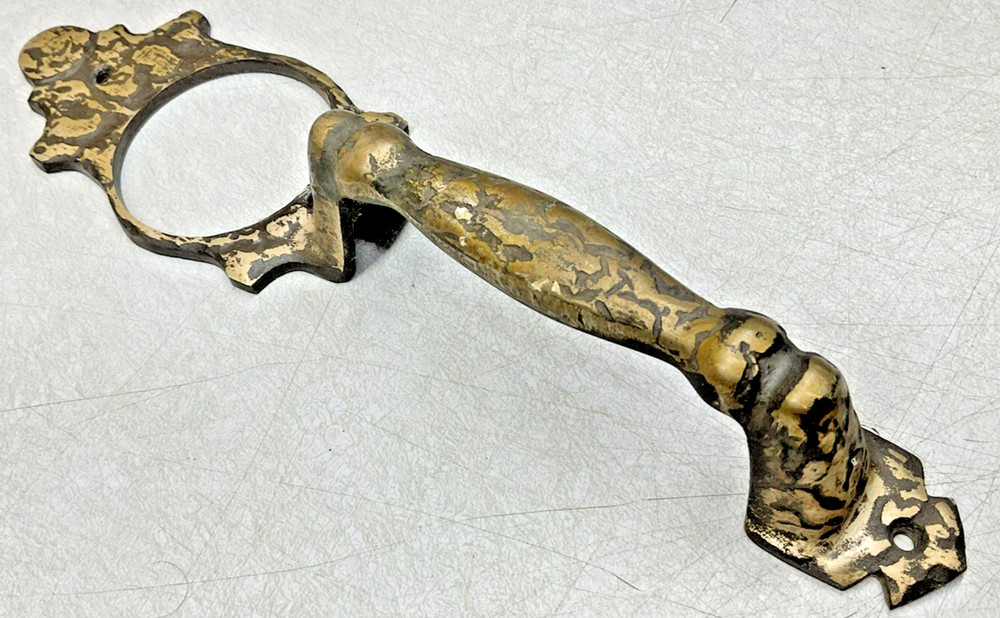 Brutalist MCM Heavy Brass Front Door Knob Handle Pull Mid Century Modern