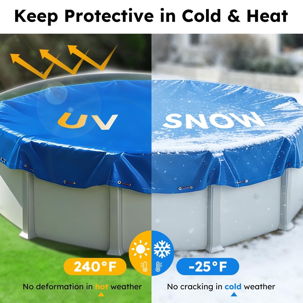 MR. COVER 15 FT Pool Covers for Above Ground Pools, 185G Extra Thick Durable ...