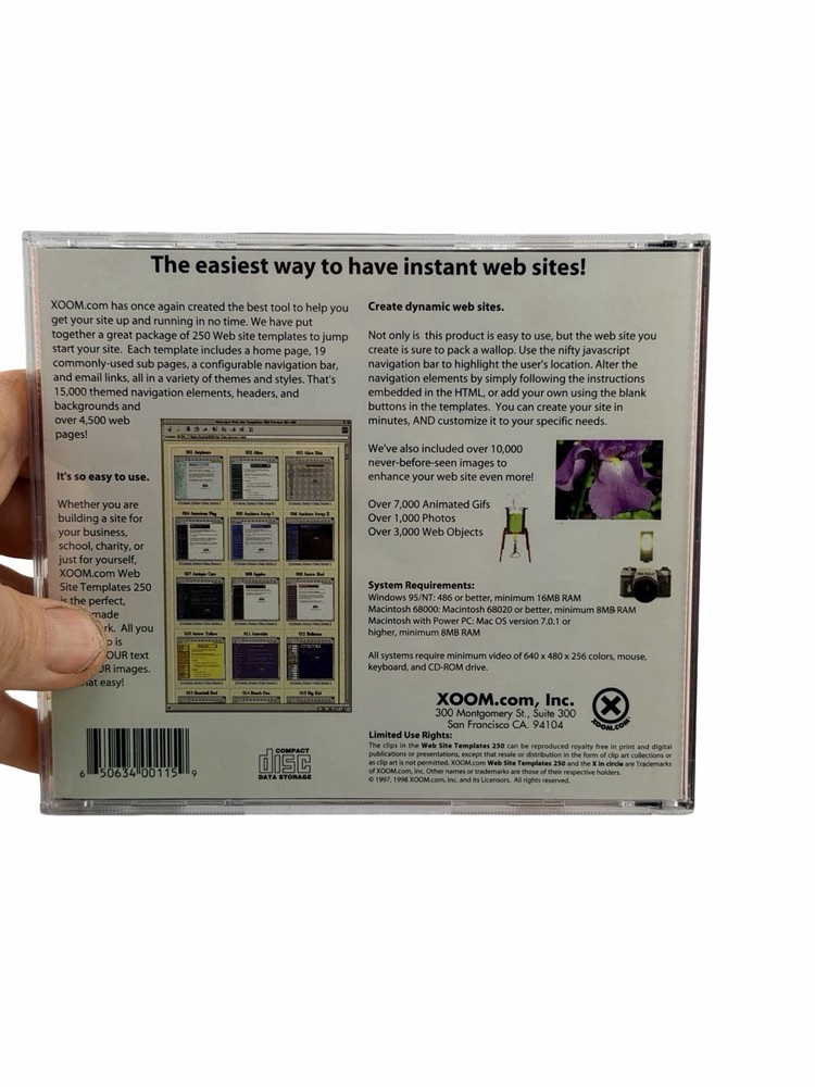 XOOM Web Site Templates 250 CD Windows 95/98 Vintage Web Design Software