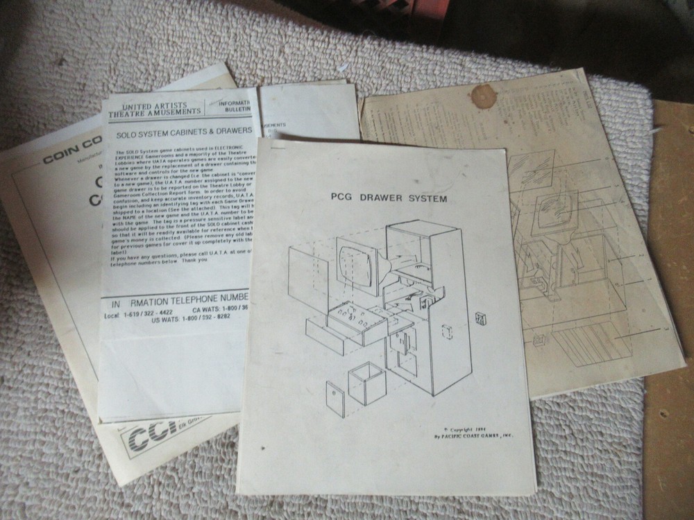 original PCG DRAWER SYSTEM SET arcade video game owners manual