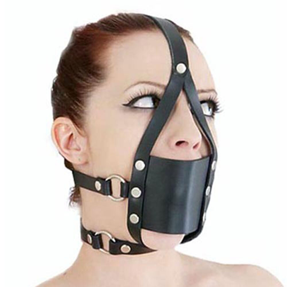 Half Face Mask Open Mouth Gag Head Bondage Strap Ball Harness slave Muzzle BDSM~