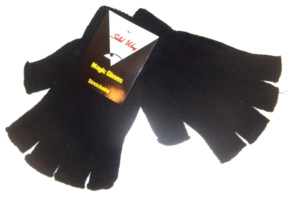 Solid Wing 'Magic Gloves' Black Stretchable Fingerless Sweater Gloves One Size
