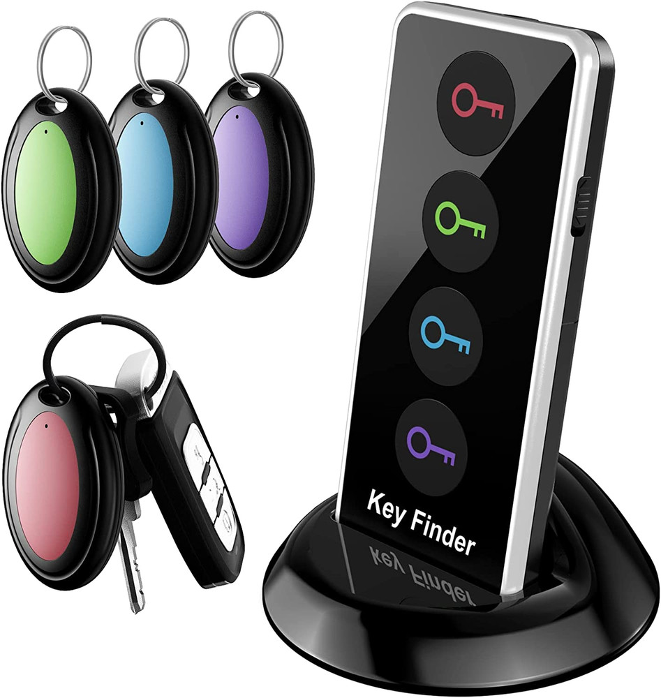 Remote Finder Key Locator 4 Tags LED Light Beeper 131 Ft Range Keychain