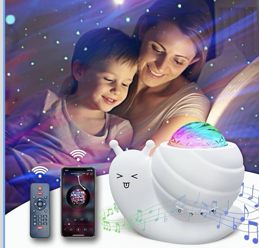 Aurora Snail Star Projector With Bluetooth Speaker New