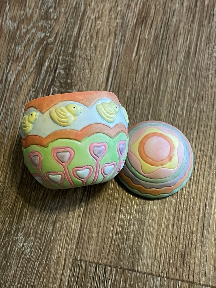 NEW Open BOX Ceramic Easter Egg Candles 6 pc. Unscented Hand Painted Colors