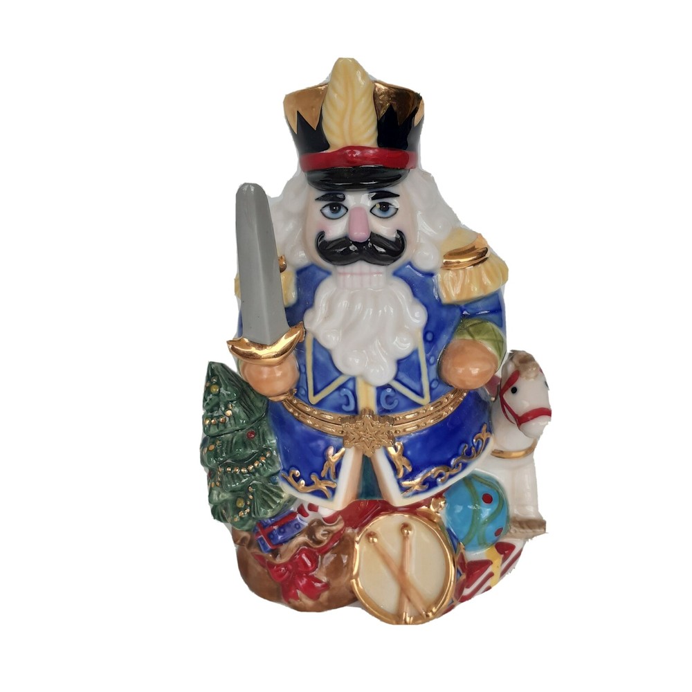 Traditions Trinket Box Porcelain Decorative Christmas Nutcracker Keepsake