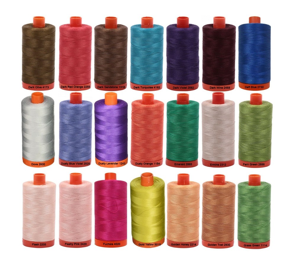 Aurifil 50WT Solid - Mako Cotton Thread - 1422 Yards Each Spoon