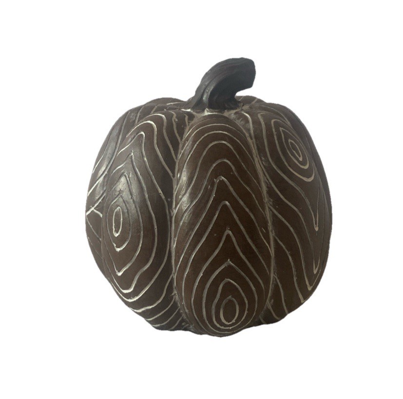 Autumn/Fall Ringed Brown Pumpkin Short Stem TableTop Decor (SHIPS IN 24 HOURS)