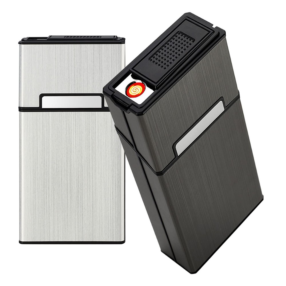 Cigarette Case with Lighter 100's King Size 20pcs Cigarettes 2 Pack Rechargea...