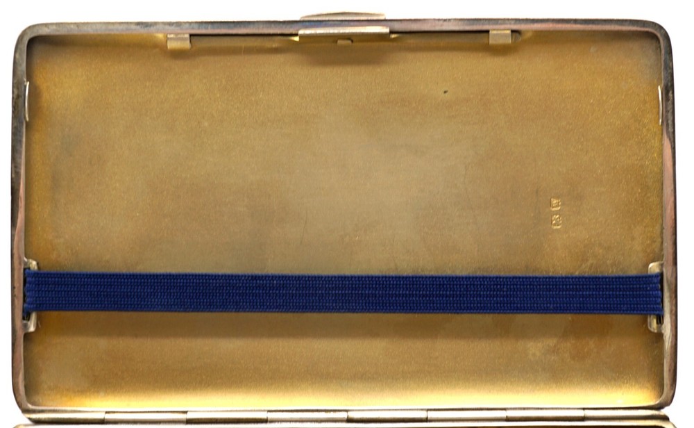 Sterling Silver Cigarette Case Engine Turned Design ES & Co England 1921