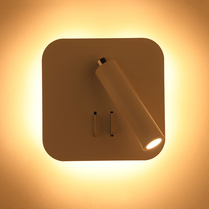 10W LED Wall Light Fixture Adjustable Spotlight Bedside Reading Lamp Dual Switch