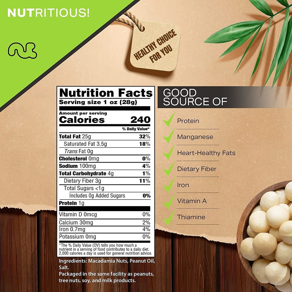 Freshly Roasted & Salted Macadamia Nuts Packed Fresh in...