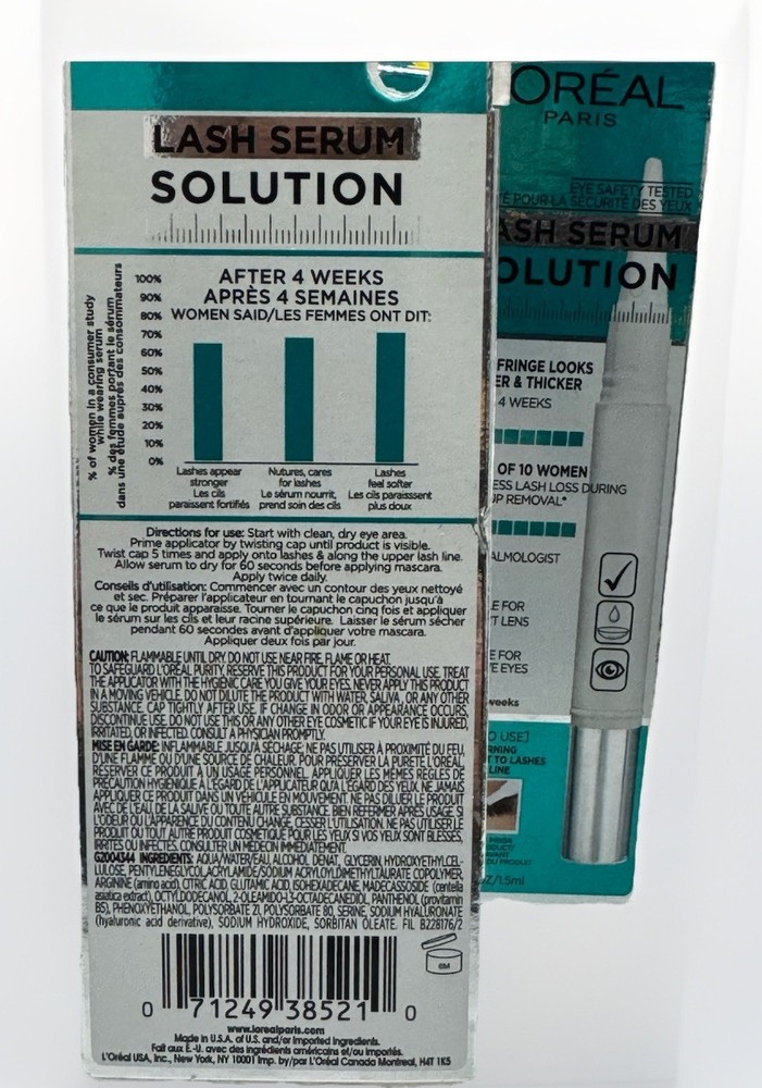 2 loreal lash serum solution 0.5oz ea scuffed box