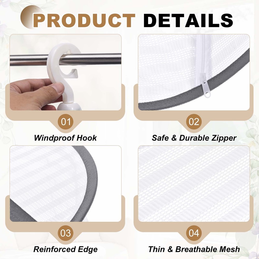 Herb Drying Rack, 24" 4-Layer Hanging Drying Mesh Net, White