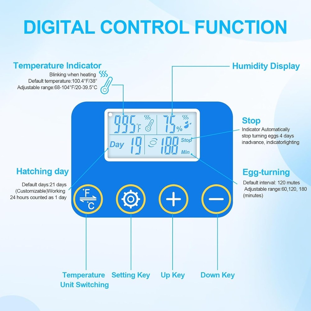 HBN 18 Egg Incubator with Temperature Control, Automatic Egg Turning & Humidity