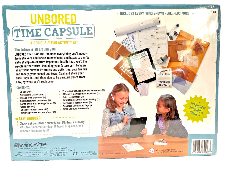 MindWare Unbored Time Capsule A Seriously Fun Activity Kit Age 8+ New Sealed Box