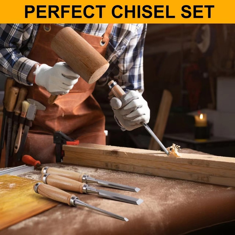 4 Piece Wood Chisel, Professional Woodworking Tools Set,Bevel Edge /, /