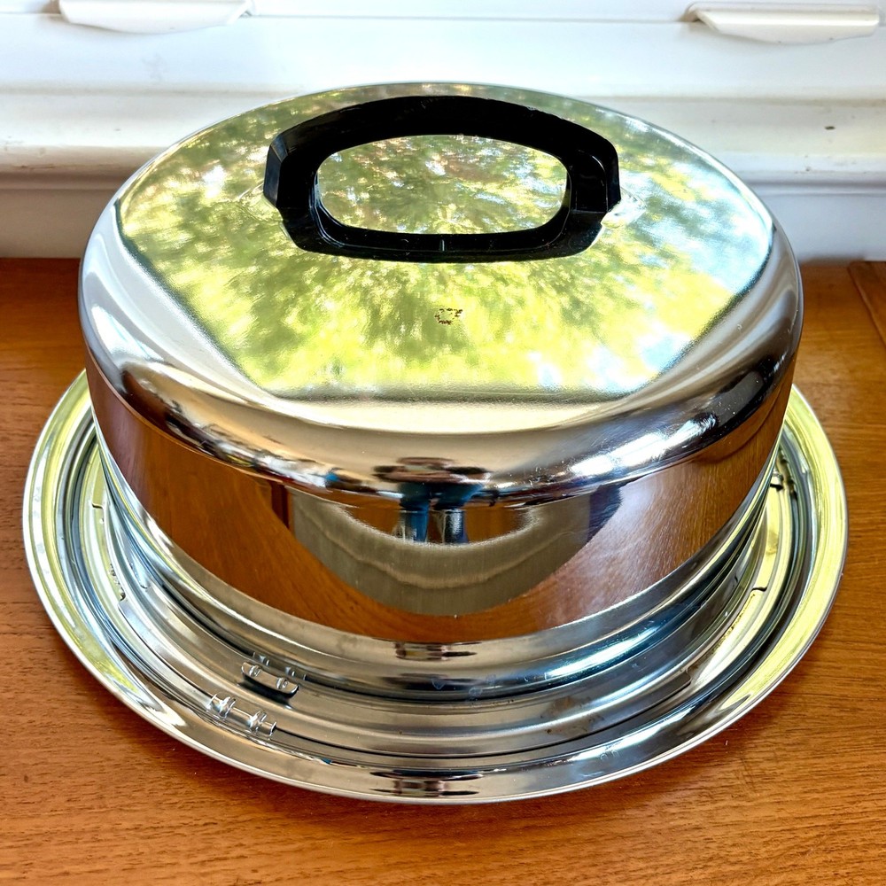 Vintage Everedy Co. Chrome Serving Dome with Locking Tray, MCM Covered Platter