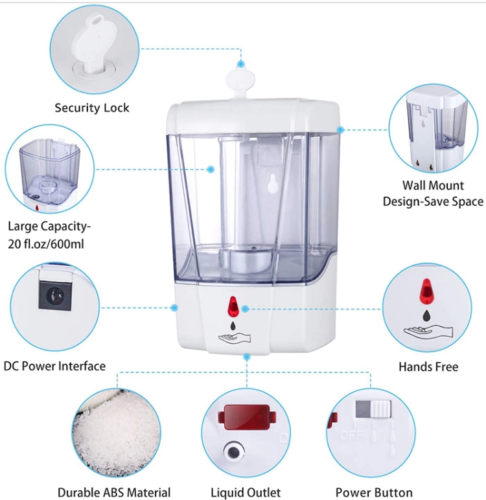 Automatic Foam & Soap Dispenser Sensor Bottle Soap Box Wall Mounted 700ml