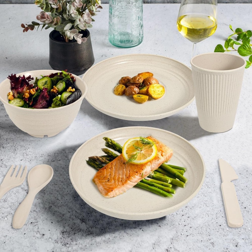 Wheat Straw Dinnerware Sets 36 Piece Unbreakable Dinnerware Sets NEW
