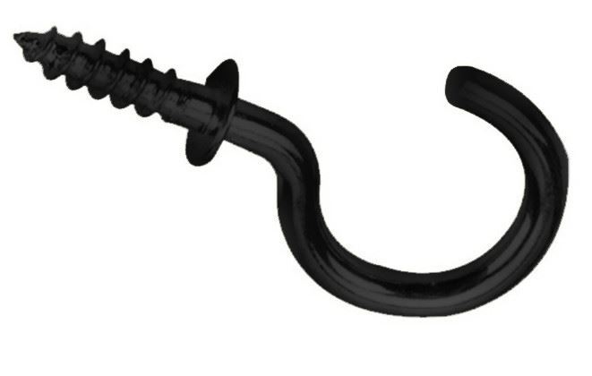 5/8" Cup Hooks Black w/ Shoulder (100 PER BAG)