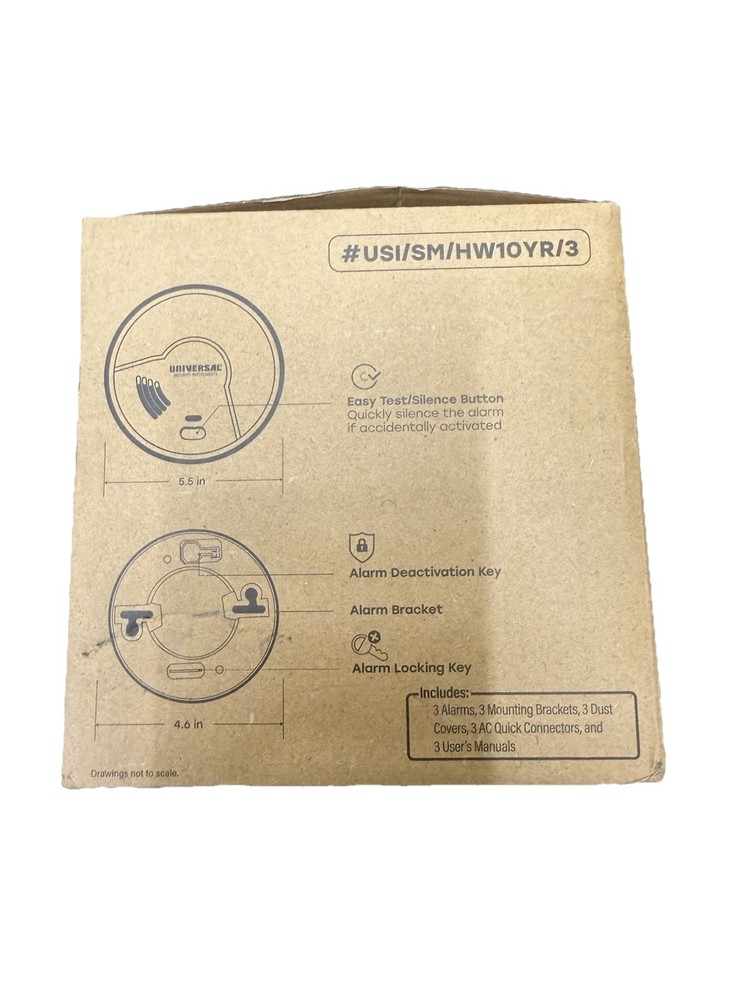 Universal Security 3 Pack Hardwired Smoke Detector W/ Ionization Sensor