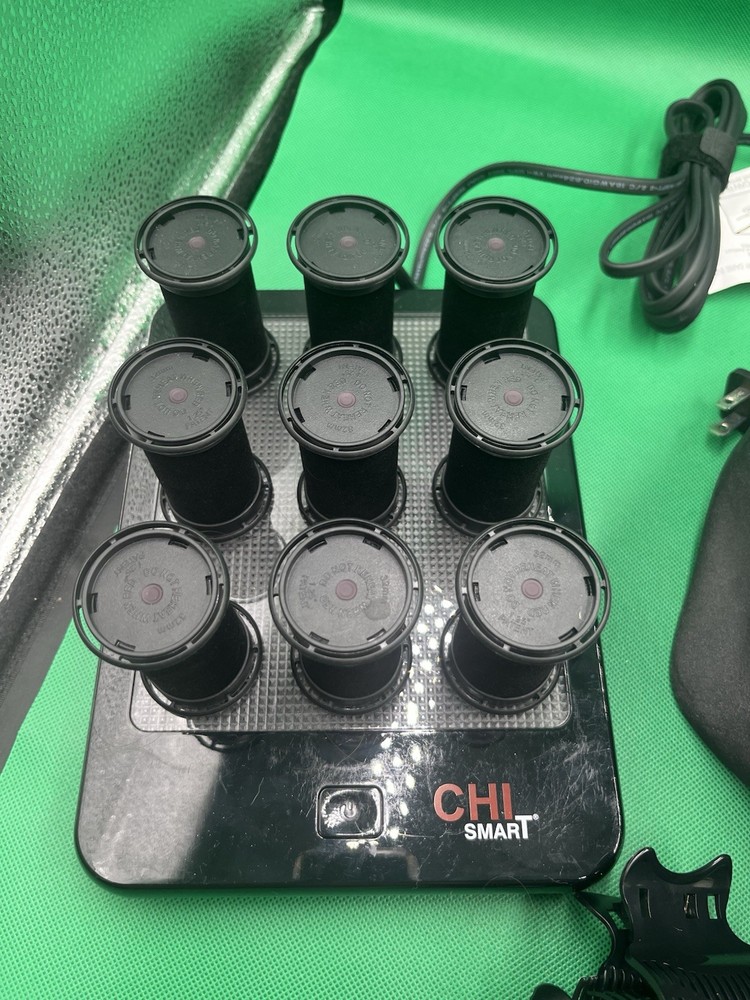 CHI Smart Magnify Ceramic 1” Hot Rollers Set W/ Bag & 5 Clips CS1104 Working