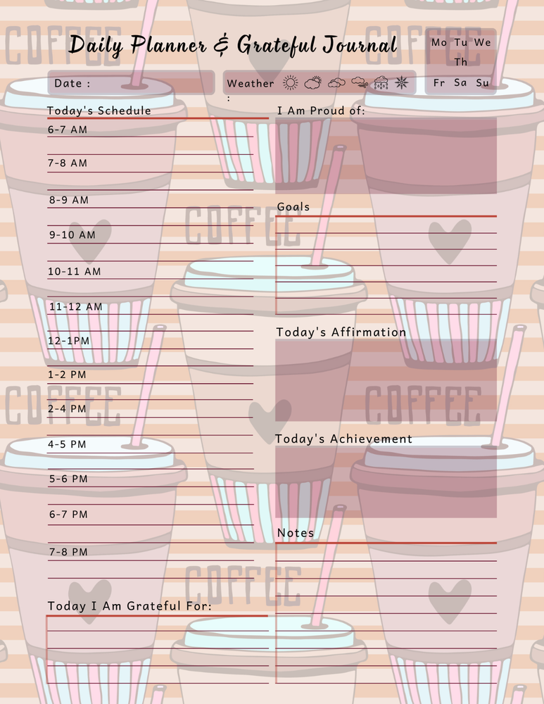 Coffee Lovers Daily Planner & Grateful Themed Journal