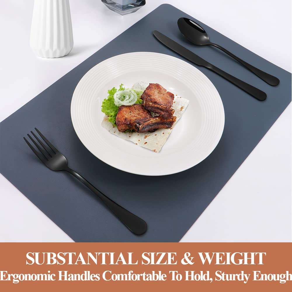 40 Pcs Black Silverware Set for 8, Mirror Polished Flatware Set Stainless Ste...