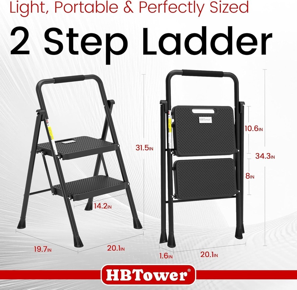 Compact Folding Step Stool with Non-Slip Pedals - Easily Transportable