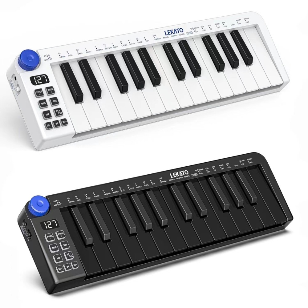 LEKATO 25 Key MIDI Keyboard MIDI Controller USB Bluetooth Velocity-Sensitive Key