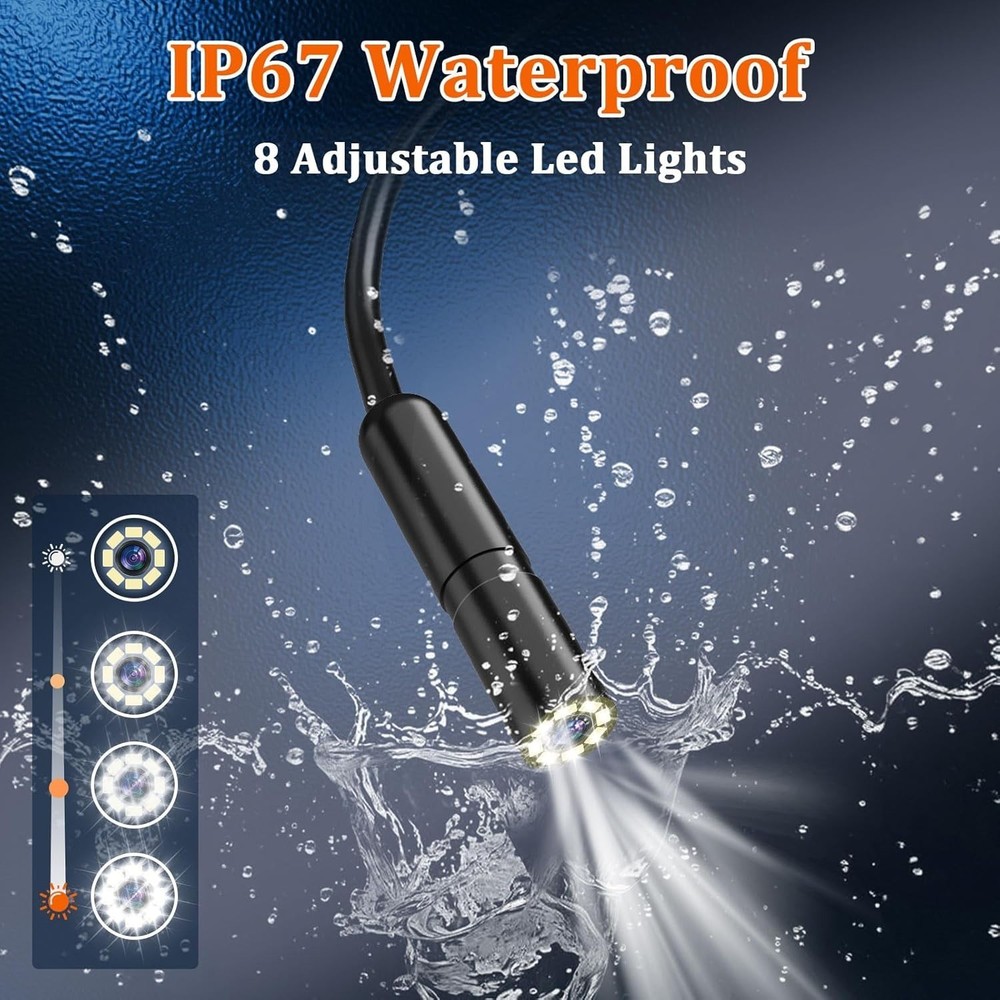 Dual-Lens Endoscope with Light, Endoscope Camera with Light with 4.3" IPS Scr...
