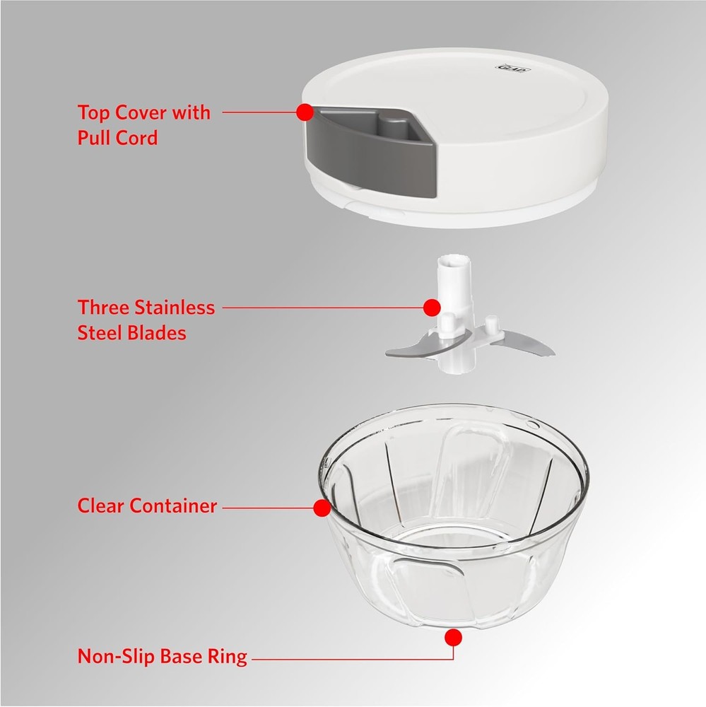 Glad Manual Pull Vegetable Chopper - Small Handheld Food Processor and Veggie Cu