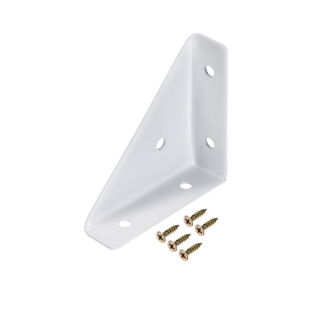Corner Brackets 66x66mm Cold Laminated Steel Braces Join Support White 2Pcs