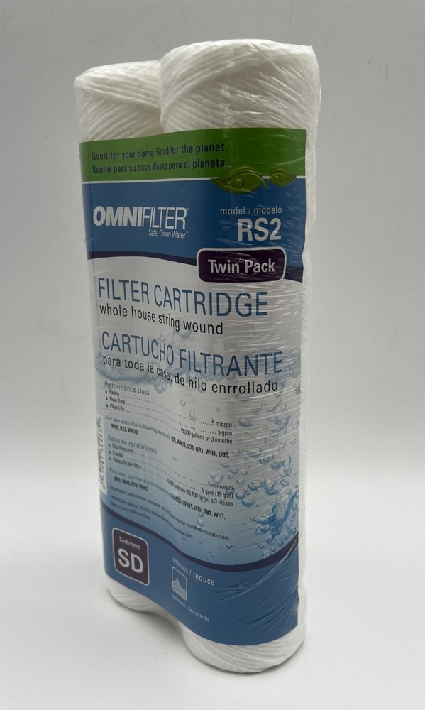 OMNIFILTER RS2-DS Whole House String Wound Filter 2-Pack Micron 9.75" x 2-1/2"