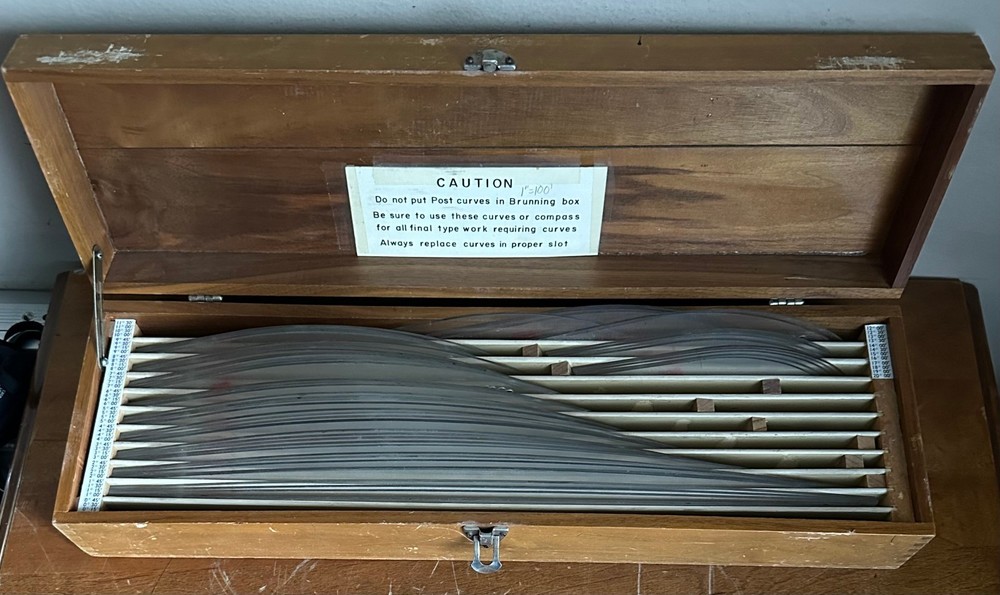 Vintage Charles Bruning 1"-100" Curve Set Engineering Drafting Tools-54 Curves