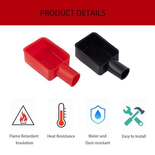 12 Pack Battery Terminal Cover, Insulating Protector Soft Rubber, Positive