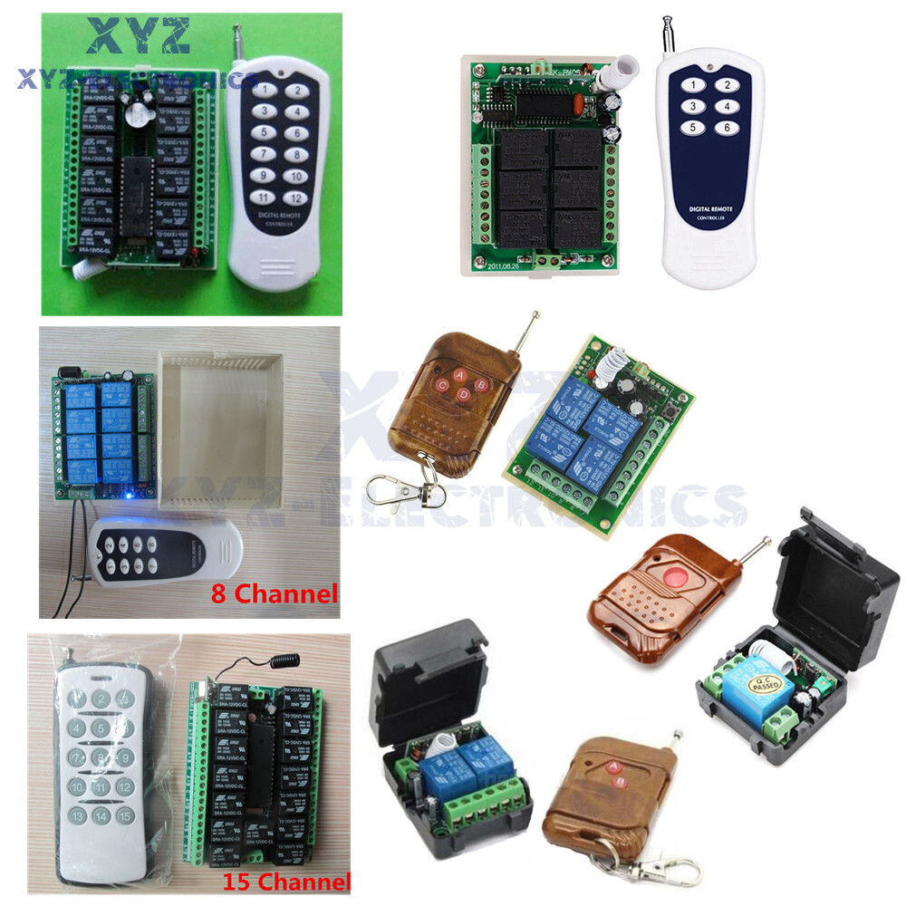 1/2/4//6/8/12/15 Channel Wireless RF Remote Control DC 12V Transmitter+ Receiver