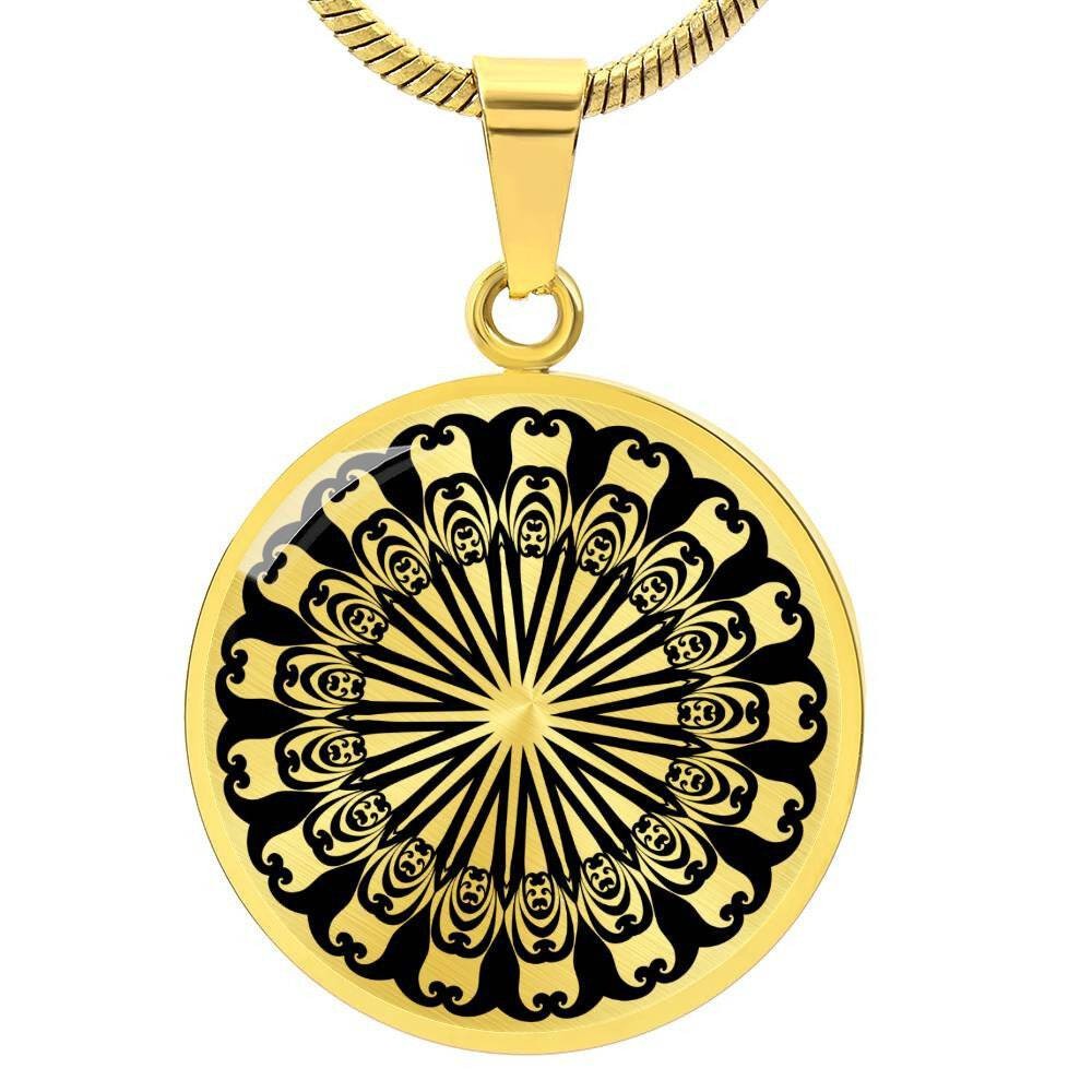 Graphic Circle Pendant + Necklace - Abstract Mandala 17