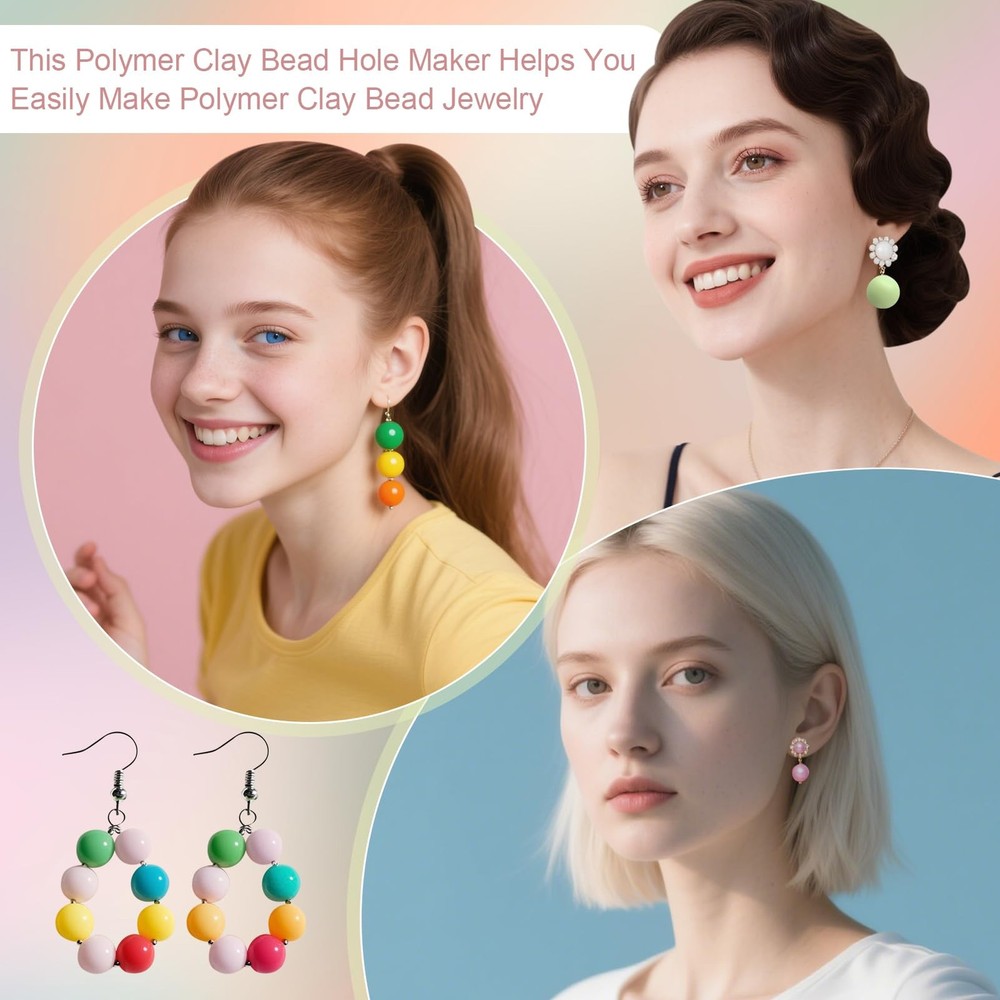 GeryVtee Clay Bead Hole Maker Polymer Earring Tool Size 2, white