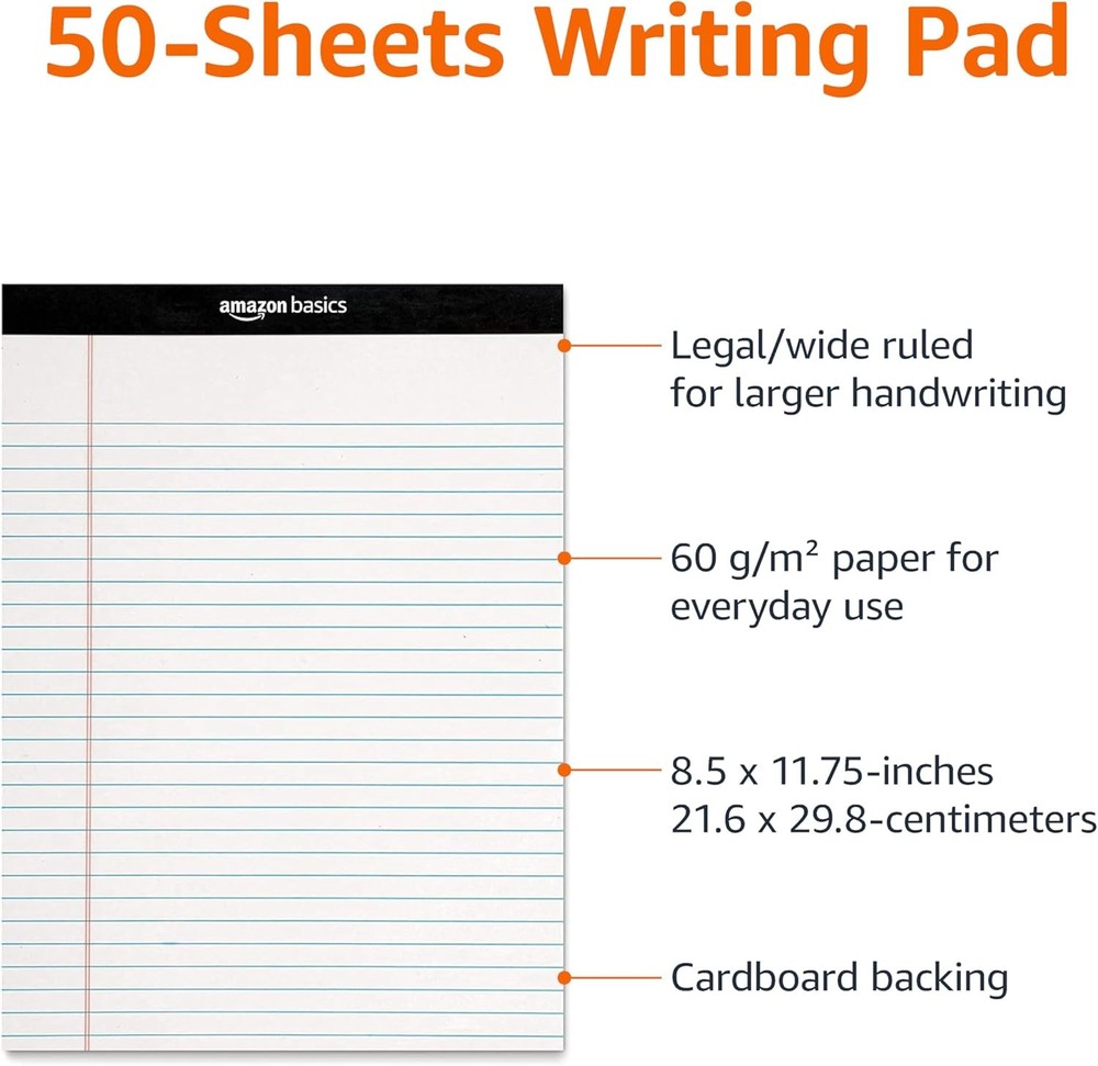 Amazon Basics Wide Ruled Notepads – Stay Organized with 600 Sheets