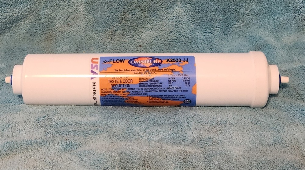 OMNIPURE Water Filter K2533 JJ GAC Inline 3/8" Quick Disconnect