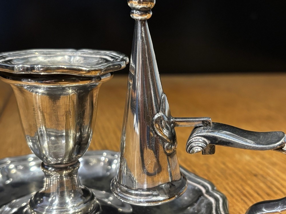 Silver Plate Candlestick With Snuffer