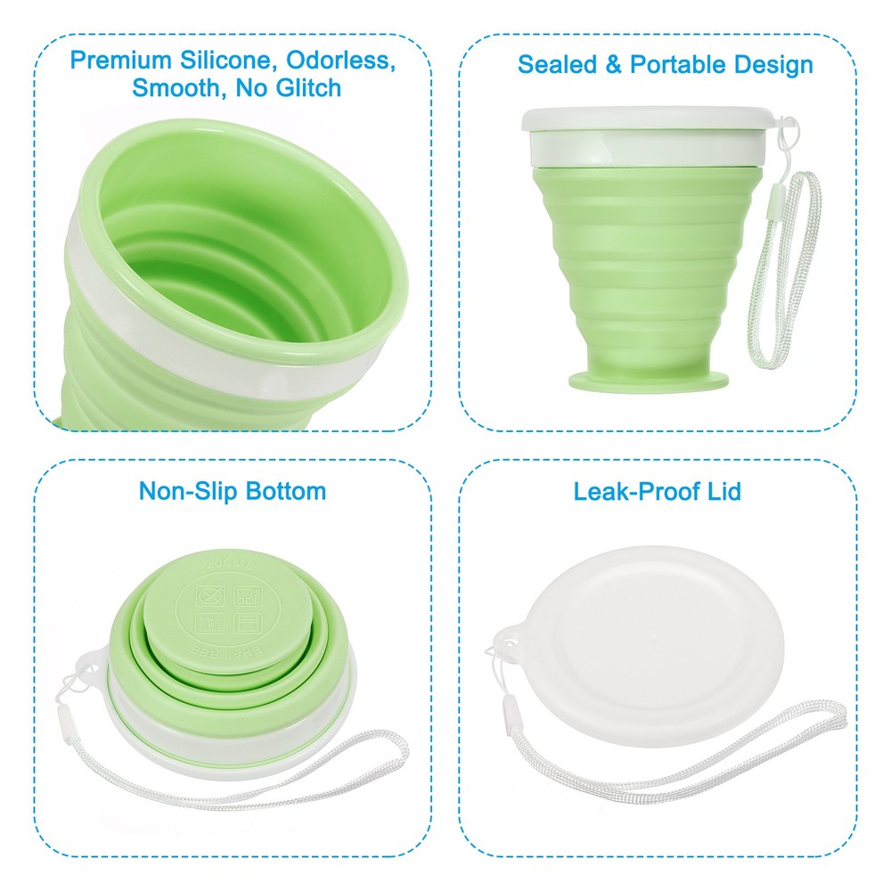 Folding water bottle, 2pcs 200mL, green