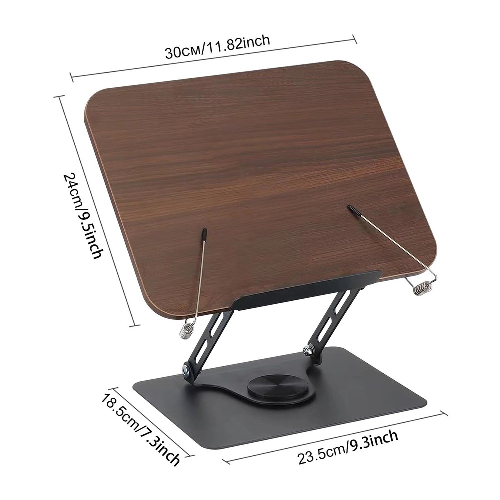 Book Stand Reading Foldable Textbook 360 Swivel Base Elastic Page Clips