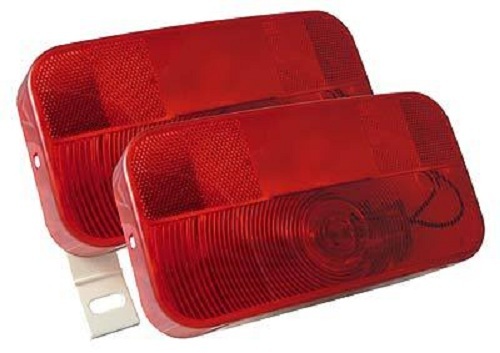 Pair of J-90 Bargman 34-92-003 9x5 Red Stop Tail Turn Lamp Light Trailer Camper