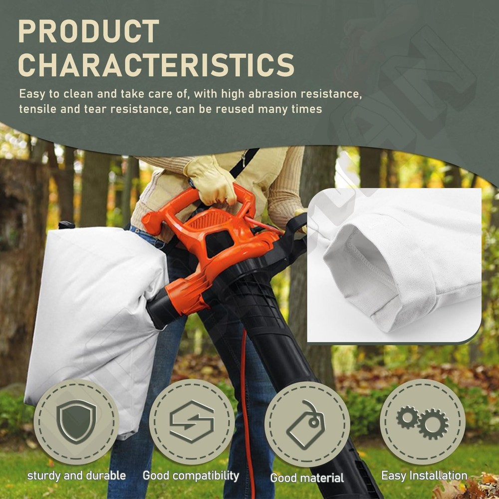 DECKMAN Blower Debris Vacuum Bag/Leaf Vac Bag Compatible with WHITE