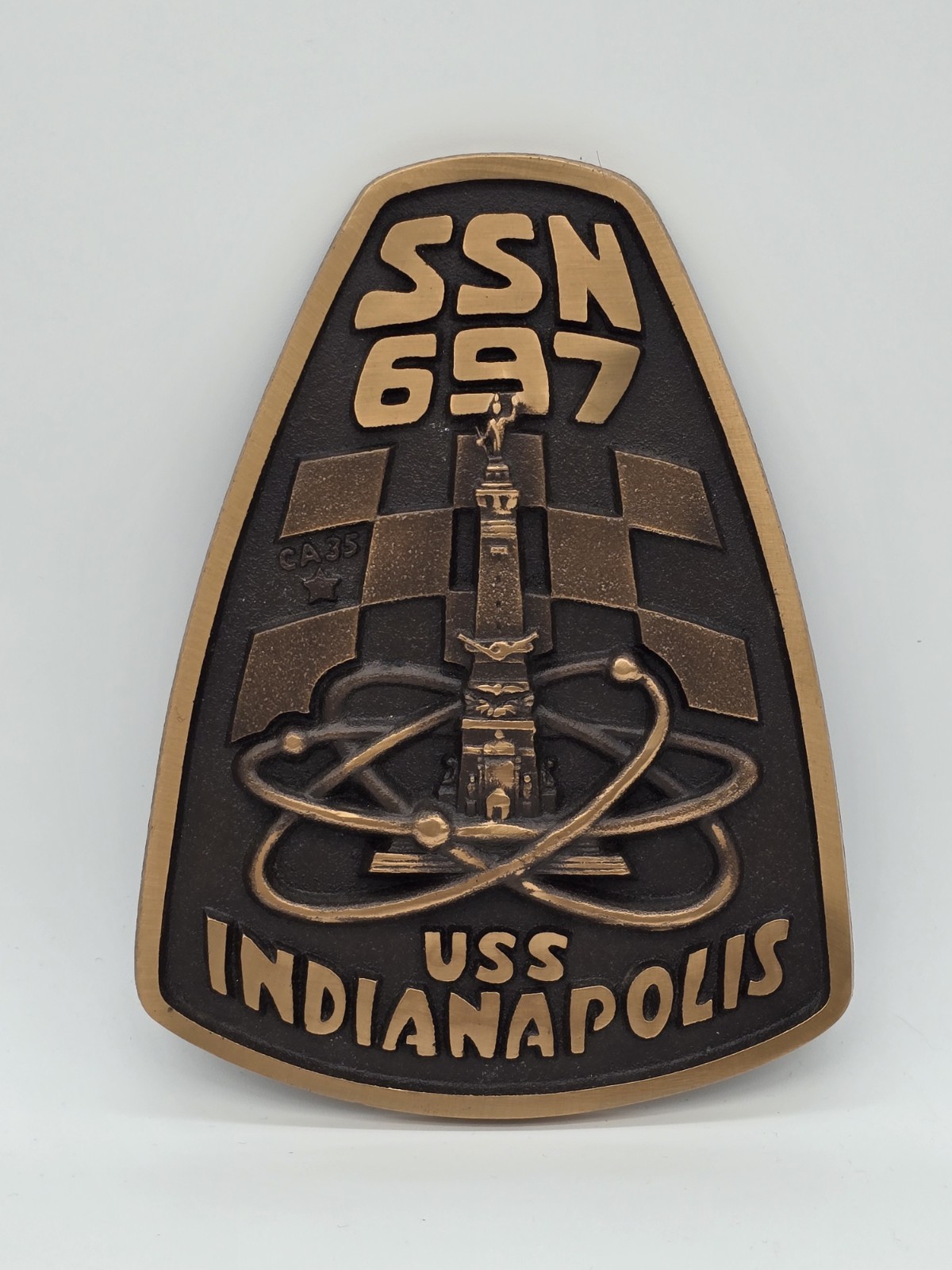 USS Indianapolis SSN-697 Submarine Command Crest Brass Plaque US Navy