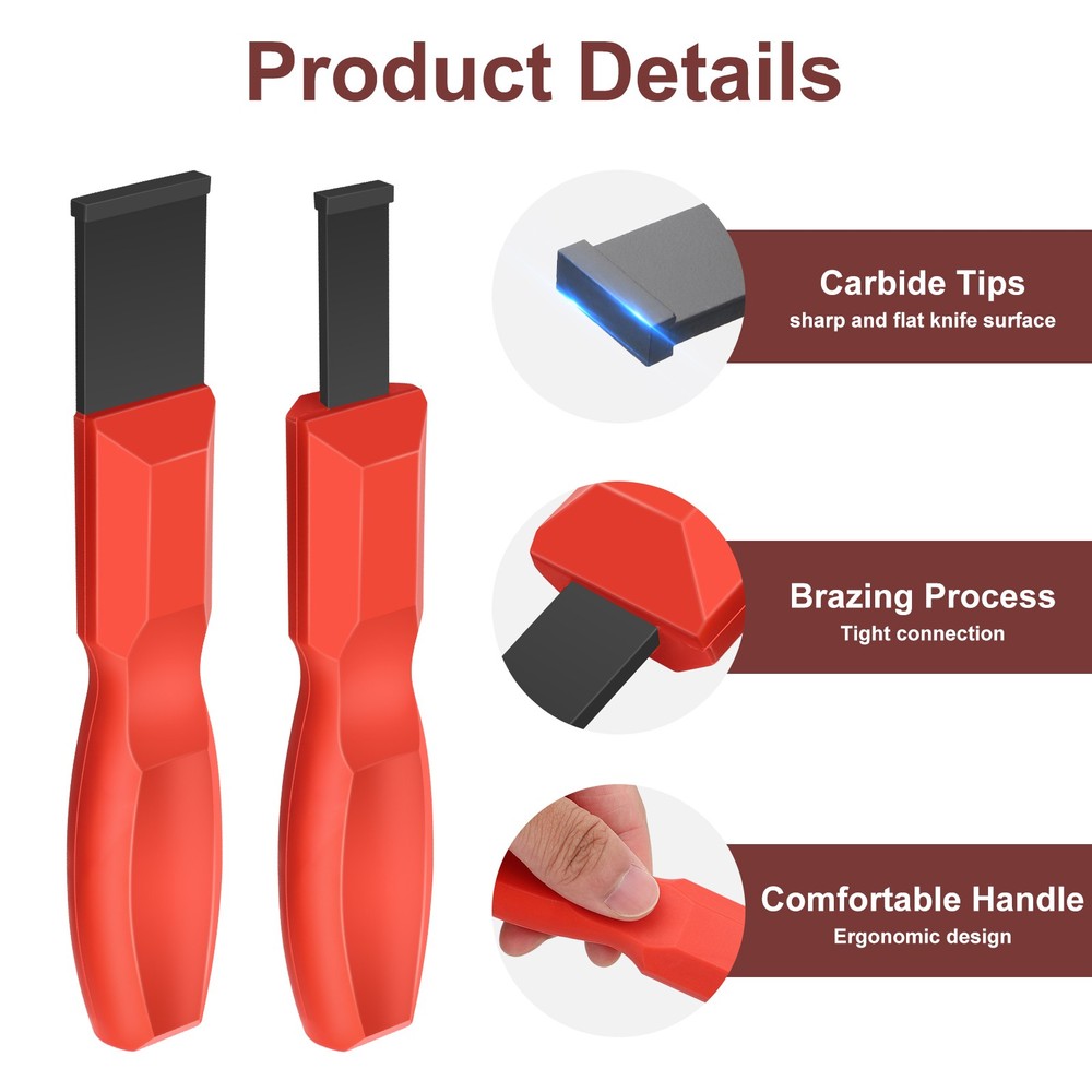 2PCS 1.26" & 5/8" Carbide Scraper Blade Tool w/ Tungsten Tip Set for Car Engine