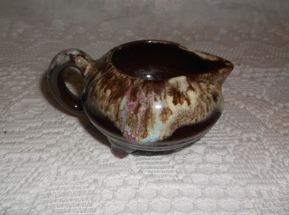 brown drip ware small creamer